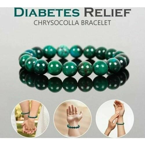 Diabetes Relief Bracelet 8mm Chrysocolla Smooth Polished Bracelet Healing Gemstone Birthstone Beads Bracelets