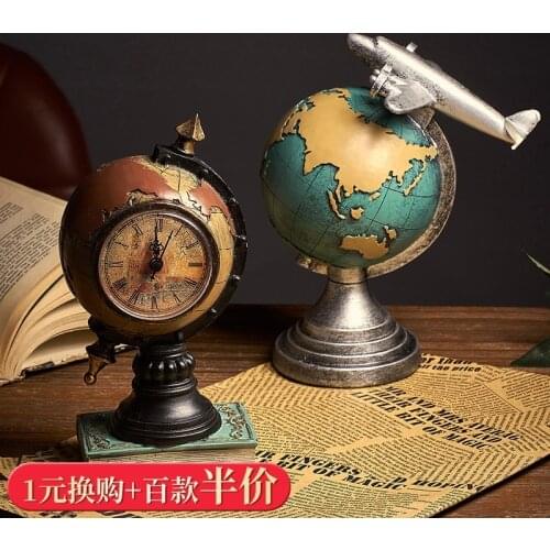 Creative retro globe clock home decoration living room wine cabinet TV cabinet desk decoration wedding gift