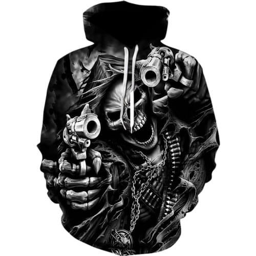 Autumn War black mens Hoodies Sweatshirt 3D Print Funny Skull Streetwear Harajuku Pullover Hip hop Jacket Men Tracksuit S-5XL