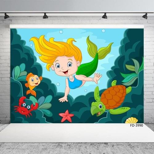 Little Pincess Undersea Photography Backgrounds Custom Backdrop for Baby Shower Children Birthday Party Photophone Fond Photo