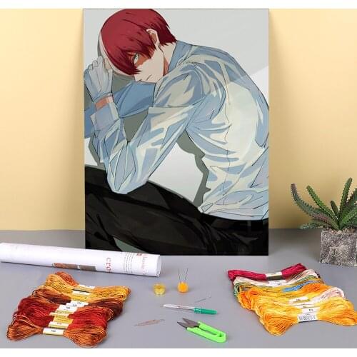 My Hero Academia Printed Water-Soluble Canvas 11CT Cross-Stitch Embroidery Full Kit DMC Threads Hobby Handmade Craft Needle
