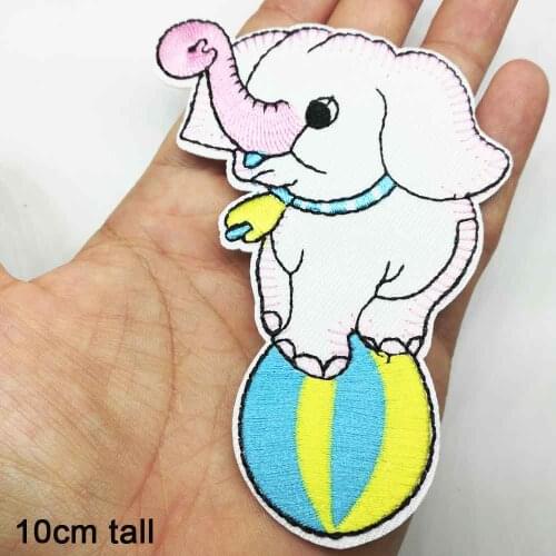 Elephant on Ball Lovely Iron On Embroidered Clothes Patches For Clothing Stickers Garment Apparel Accessories