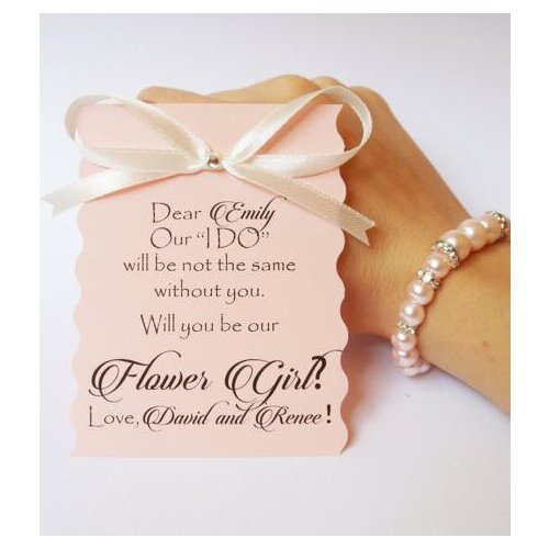 Custom flower girl wedding invitations Junior Bridesmaid Invitation with bracelet Proposal Cards Bridal Party gifts favors