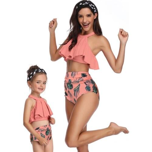 2021 New Mother And Daughter Swimsuit Mommy And Me Swimwear Bikini Family Matching Clothes Outfits Look Mom Baby Dress Clothing