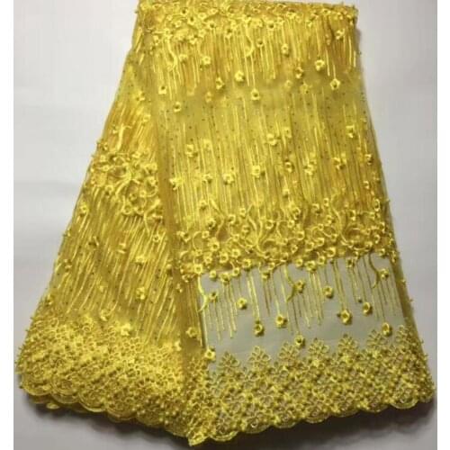 2020 Latest African Lace High Quality African French net Tulle Lace Fabric with Stones embroidery For African Wedding YLM025