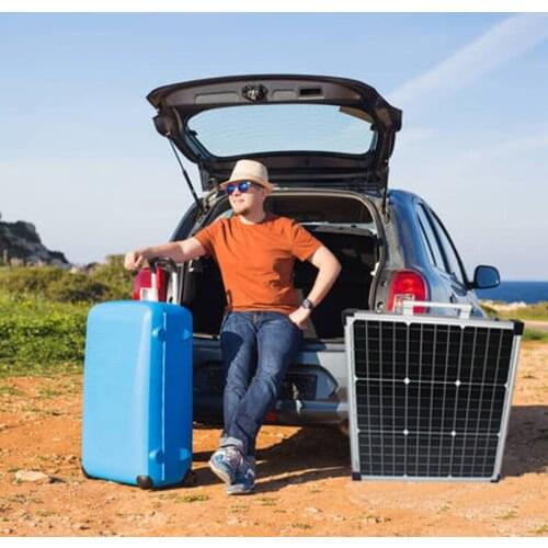 New Product Foldable Glass Solar Panel 100W(2PCS 50W) 12V 18V With 12V/24V Solar Controller For Camping/Travel