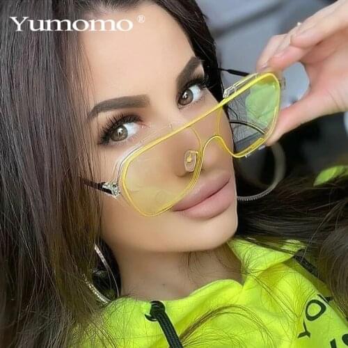 Fashion Oversized One-piece Square Sunglasses Women Brand Designer Vintage Ocean Lens Eyewear Luxury Men Sun Glasses UV400