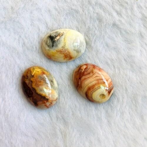 Wholesale 1pcs,Cream Agat e Crazy Agates Cabochon,15x20mm Oval Gem stone Cabochon Ring Face For Jewelry Making
