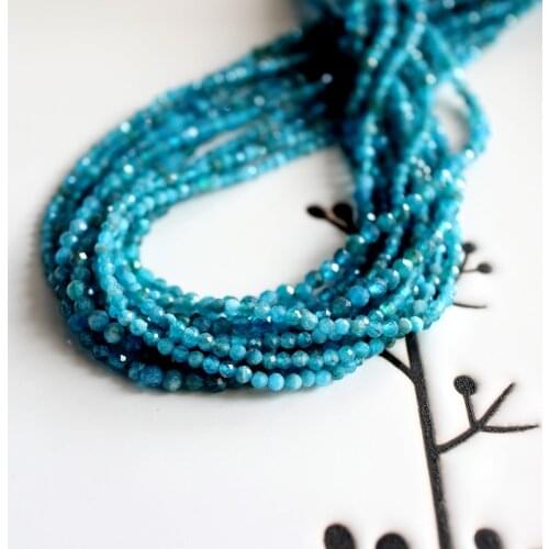 Wholesale blue facet apatite cut 2mm 3mm4mm 15"/38cm tiny seed beads jewelry making DIY for women