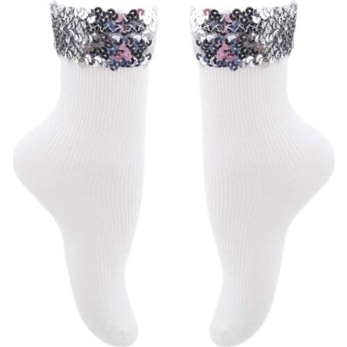 Fall Winter Womens Socks Original Design New High Quality Handmade Sequins Solid Color Socks For Female 2021 New