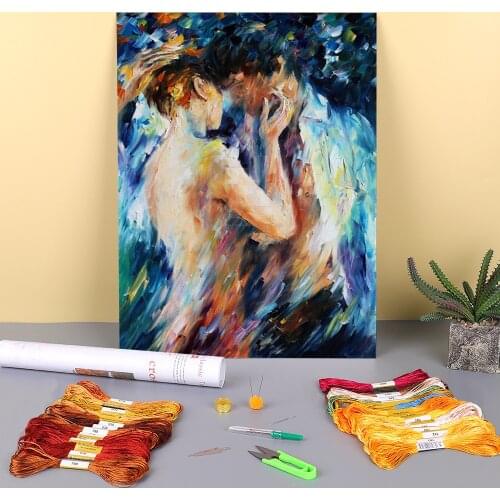 Kiss Passion Printed Canvas 11CT Cross-Stitch Complete Kit DIY Embroidery DMC Threads Painting Knitting Hobby Package