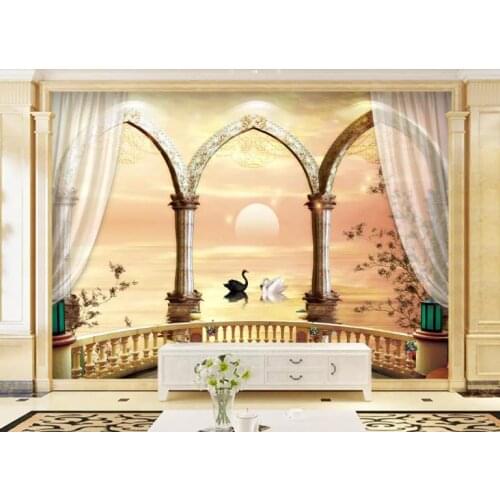 Custom living room 3d wallpaper Roman column balcony wallpaper for walls 3 d photo wallpaper TV backdrop wallpaper