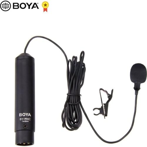 BOYA Professional Clip-On Cardioid XLR Lavalier Microphone BY-M4C for Sony Canon Panasonic Camcorders Zoom Audio Recorders