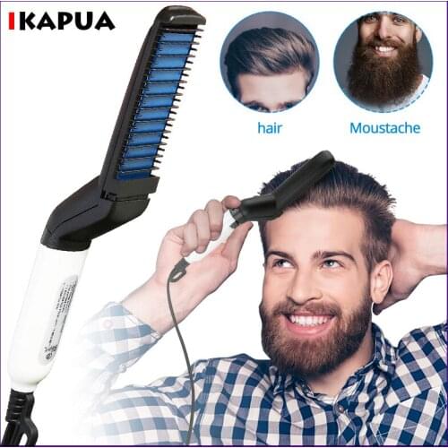 3 in 1 Multifunctional Hair Straightener Hair Comb Brush Beard Straightener Straightening Comb Hair Curler Quick Hair Styler