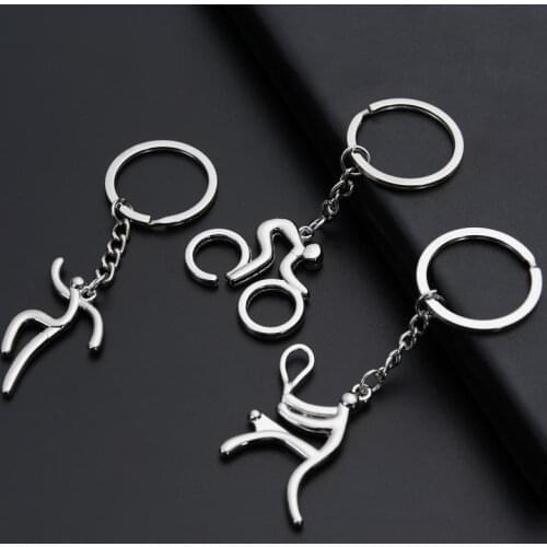 A Variety Of Creative Metal Sports Logo Key Chain Bike Running Weightlifting Football Basketball Keychain Small Gifts