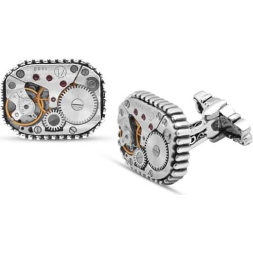 Silver Watch Mechanismed Cufflink