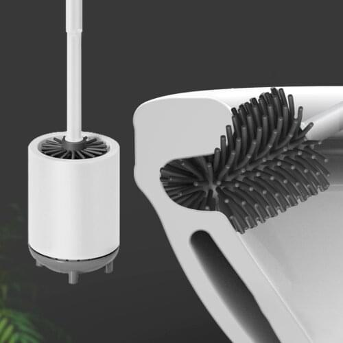 1pcs Silicone Toilet Brush Wall Hanging Soft Bristle Bathroom Toilet Brush Holder Set Accessories Durable Plastic Cleaning Tool