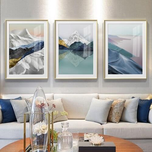 Modern Abstract Landscape Mountain River Marble Background Canvas Painting Wall Art Prints Posters Living Room Home Decoration