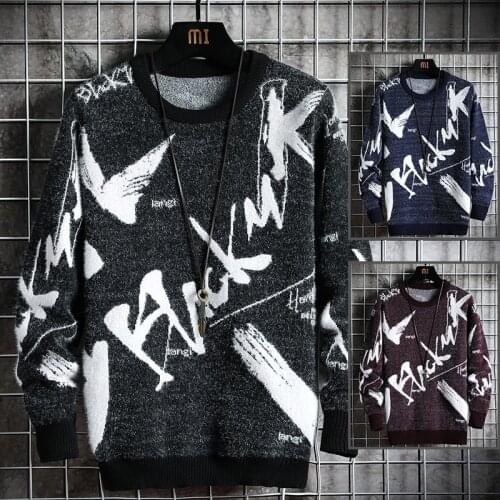 2021 Mens Sweaters Round Neck Simple Style Pullovers Spring Autumn Winter Clothes Long Sleeve Knitted Casual Hot Selling Graffi