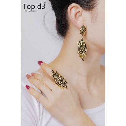 Top d3 Viennois Vintage Jewelry Set for Women Gold Color Pearl Ring and Earrings Jewelry Set Jewelry Set for Women Dubai Style