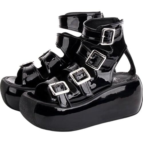 Angelic imprint woman girl lolita cosplay punk shoes lady high heels pumps women princess summer dress sandals 33-47 10cm 6013