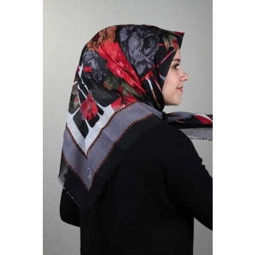 VERTU SHİNE PATTERNED SILVERY LINEN SCARF-DESEN-02-RENK-08