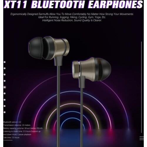 XT11 Noise Cancelling Headset Sports Magnetic Earbuds Bass and Stereo Sports earphones 8 Hour Running earphones