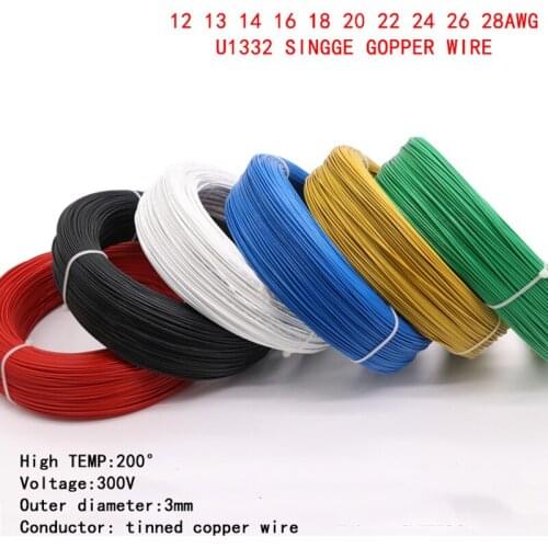 1/2/5 M Wire Cable 12~28AWG Voltage 300V High TEMP 200° UL1332 Soft Flexible Silicone Electronic Copper Wire Appliance LED Car