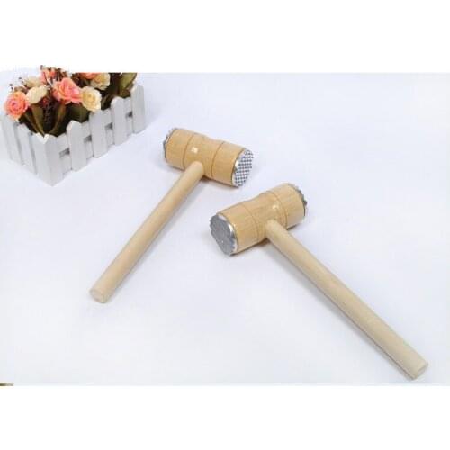 1PC Wood Metal Hammer Meat Mallet Tenderizer Steak Beef Pork Chicken Hammer Kitchen Tool OK 0499