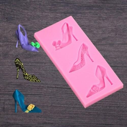 1PC High Heel Shoes 3D Silicone Fondant Mold Party Cake Decorating Tools Cupcake Candy Jelly Chocolate Gumpaste Molds LB 492