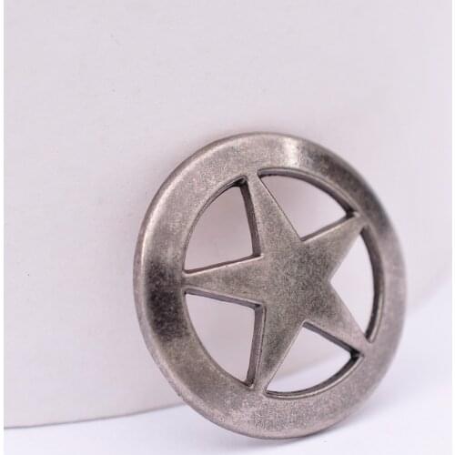 10PCS 31 MM ANTIQUE SILVER CLASSIC WESTERN PUNK TEXAS STAR CONCHOS SCREWBACK FOR LEATHERCRAFT BAG BELT HATBAND DECOR