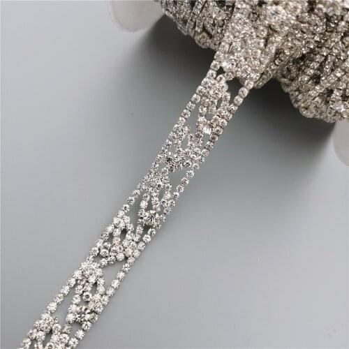 30cm Rhinestone Crystal Chain Bling Diamante Lace Diamond Trim Ribbon Necklace Applique Gem Sparkle Wedding Dress 0.47" Width