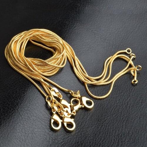 2018 Hot sale chain S925 Silver color 1 mm 16-30 inch snake necklace, for men gold necklace Silver color necklace N03