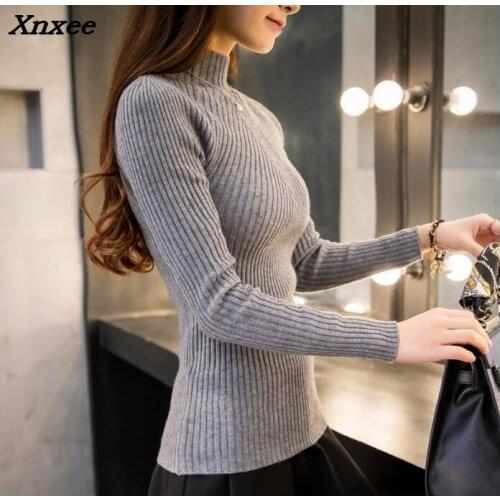2018 Spring Fashion Women sweaters high elastic sexy slim Warm tight Bottoming sweater women elegant Knitted Pullovers Xnxee