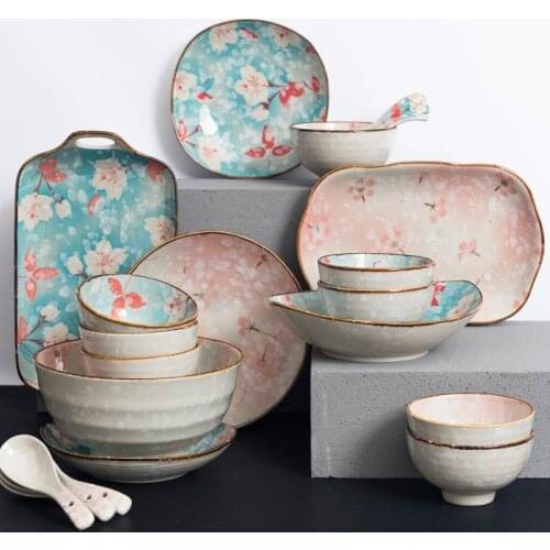 2021 Fashion Dinnerware Sets Ceramic Japanese Home Dishes Plate Bowl Dishes Sets Bowls Tableware Utensils Kitchen Dinnerware Set
