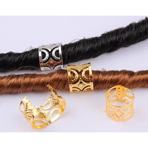 100 Pcs/lot Wholesale Dreadlock Beads Gold Silver Mixed Color Hair Bead for Dreadlocks Hair Rings Braiding Hole Hair Ring