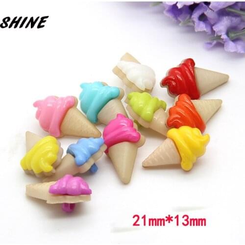 SHINE Resin Sewing Buttons Scrapbooking Icecream Multicolor Mixed Shank Cartoon 21 x 13mm 50 PCs Costura Botones Decorate
