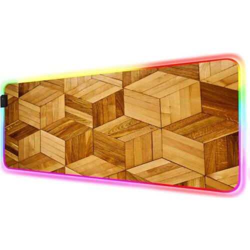 Mairuige Wood Texture RGB Large Gaming Mouse Pad GamerComputer Mousepad LED Illumination Keyboard Desk PC Mause Pad with Backlit