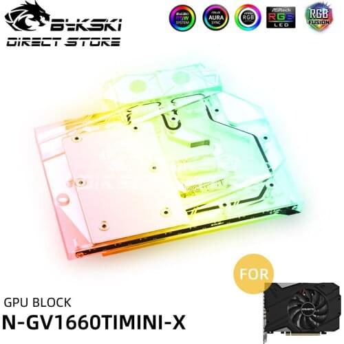 Bykski ARGB GPU Block GIGABYTE GTX1660TI MINI ITX OC 6G Video Cards Block Cooler PC Watercooling VGA block N-GV1660TIMINI-X