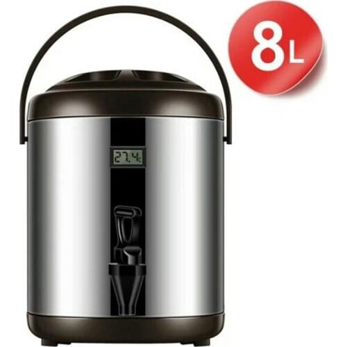 Three colors 8L milk tea dispenser stainless steel heat preservation hot bucket with temperature measure function