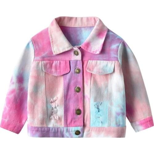 Boy Girl Denim Jackets Tie Dye Jeans Coat Children Outerwear Clothing Spring Autumn Baby Son Daughter Sport Tops for Kids