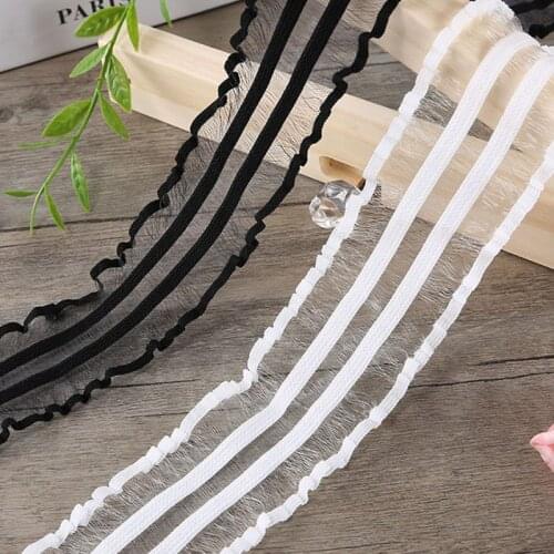 5/10 Yards 50mm Lace Trim Elastic Band White Black Trimming For Underwear Swimsuit Dress Garment Sewing Bra DIY Accessories