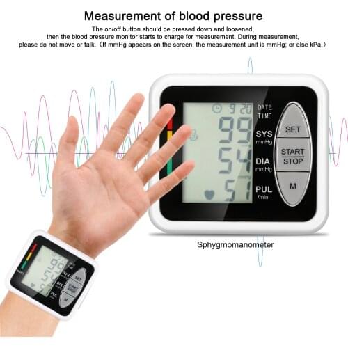 Cuff Wrist Electronic Sphygmomanometer Intelligent Electronic Blood Pressure Monitor Heart Rate Pulse 99 Memory Groups