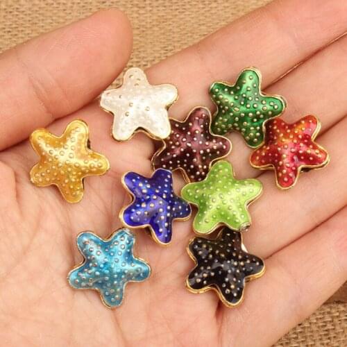 Enamel Handcraft Sea Star Loose Beads DIY Cloisonne Filigree Starfish Accessories Jewelry Making Necklace Earrings Bracelet 5pcs