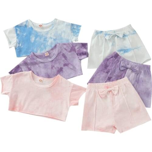 Toddler Baby Boy Girls Clothing Newborn Infant Tie Dye Print O-neck T-shirts+Shorts Children Kid Girls Casual Tracksuits Outfits