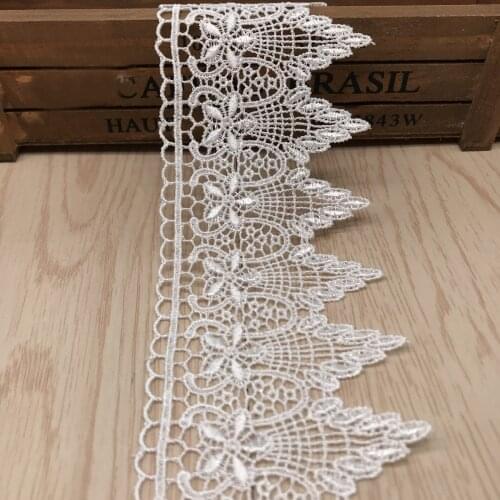 2Yards Black White Polyester Embroidered African Cord Lace Water Soluble Lace Trimming Ribbon DIY Material Clothing Accessories