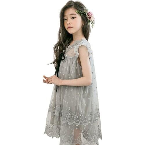 Summer Girl Dress Kids Clothes For Girls Lace Flower Dress Teenage Girl Party Wedding Dress Children Teens Princess Frocks 4-14