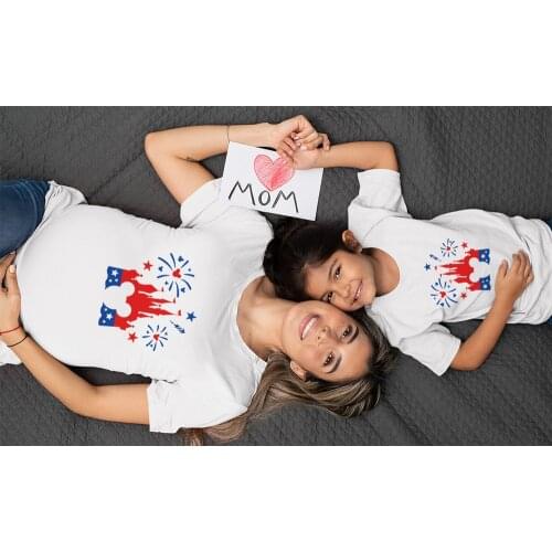 New Summer Twins T-shirt Disney Mickey Mouse Head Short Sleeve Casual Fashion Boy Girl Clothes Adult Top Woman Tee Family Look