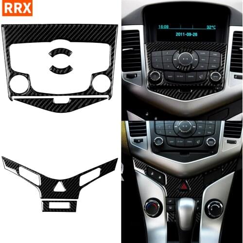 Carbon Fiber CD Control Panel Sticker Air conditioning control Frame Cover Trim For Chevrolet Cruze 2009-2015 Car Accessories