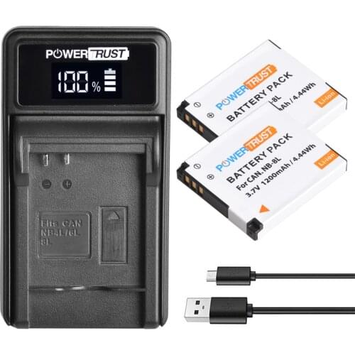 NB-8L Battery 1200mAh and Charger for Canon NB8L CB-2LA and Canon PowerShot A2200 A3000 is A3100 is A3200 is A3300 is Batteries